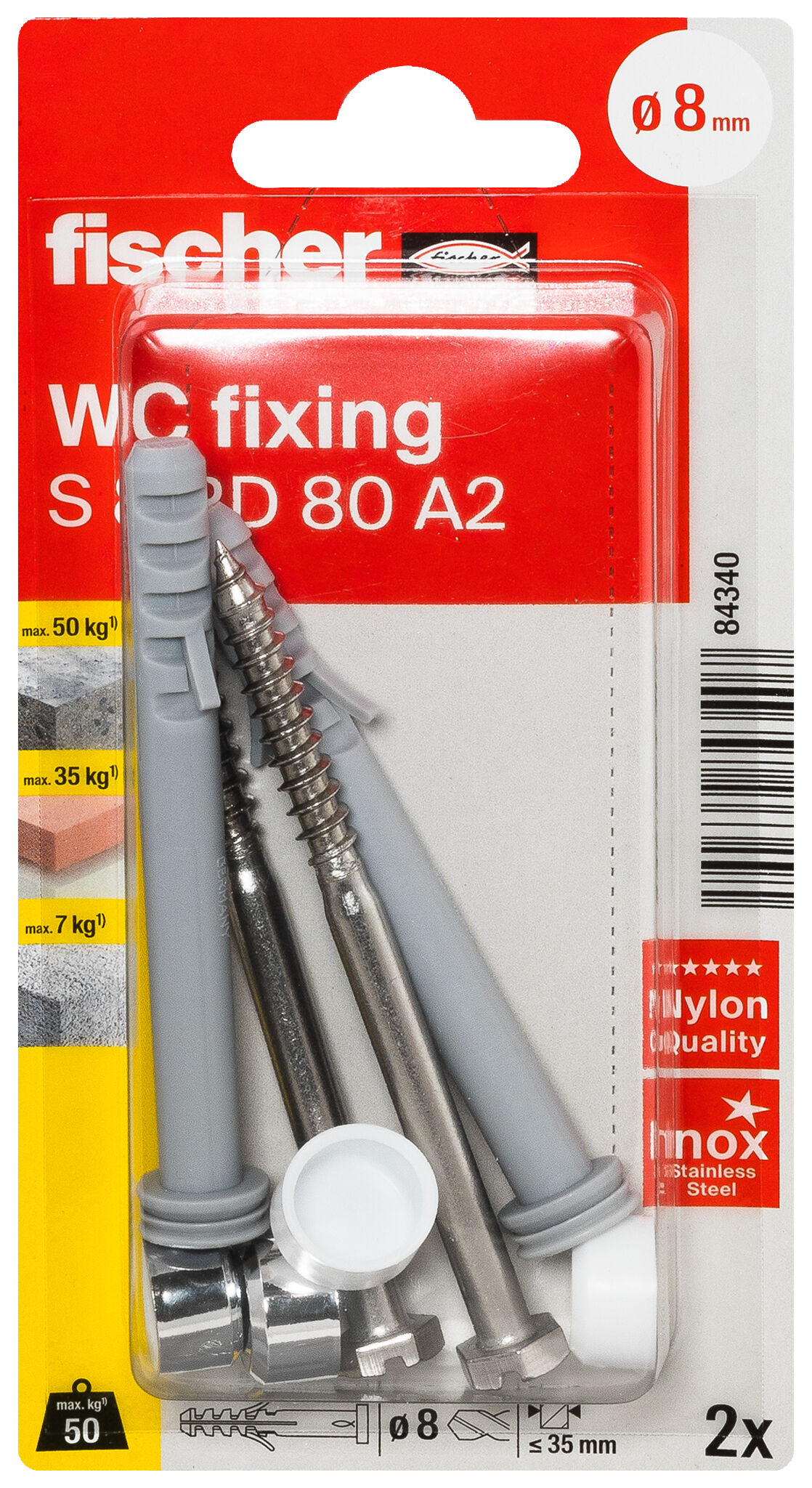 Verpackung: "fischer WC - Befestigung S 8 RD 80"