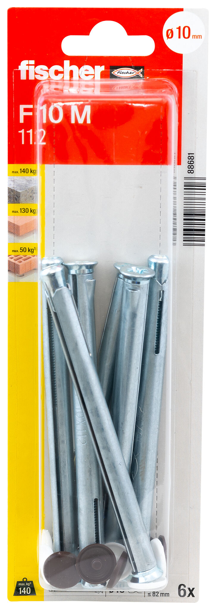 Packaging: "fischer Metal frame fixing F 10 M 112 K SB-card"