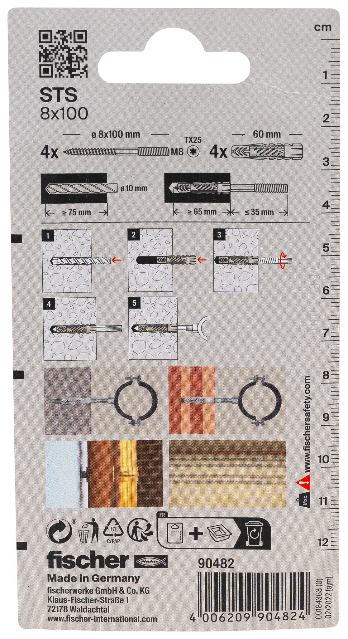 Packaging: "fischer Stud screw STS 8 x 100 + UX K"