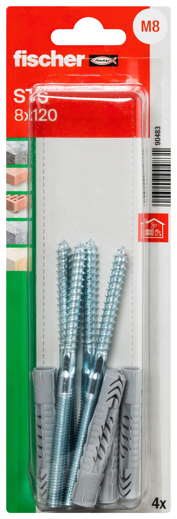 Verpackung: "fischer Stockschraube STS 8 x 120 + UX"