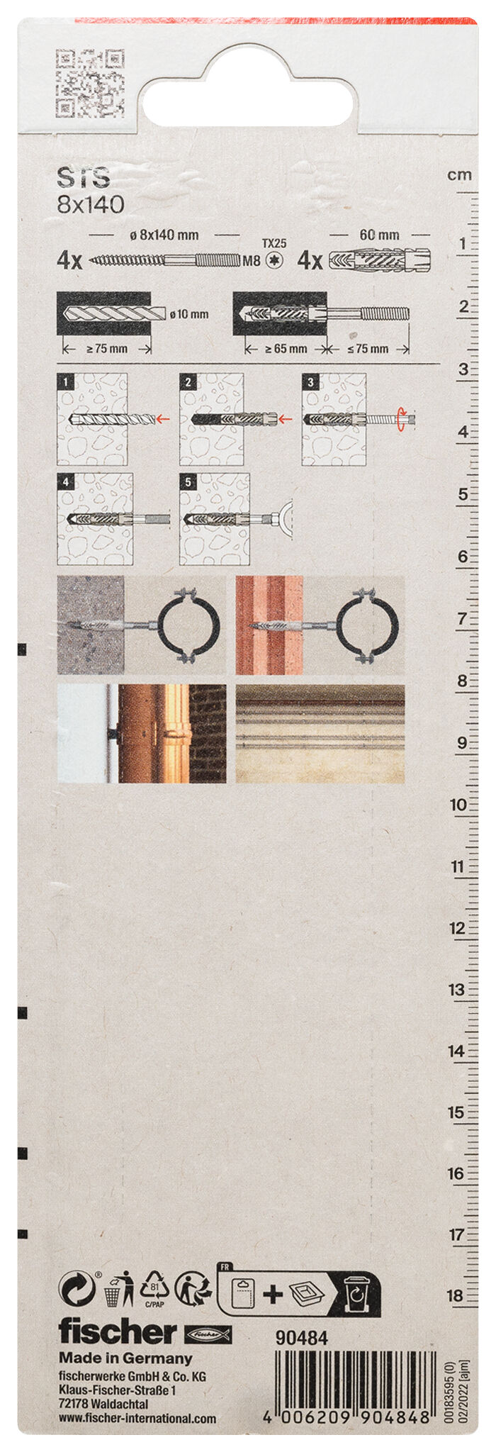 Packaging: "fischer Stud screw STS 8 x 140 + UX K"