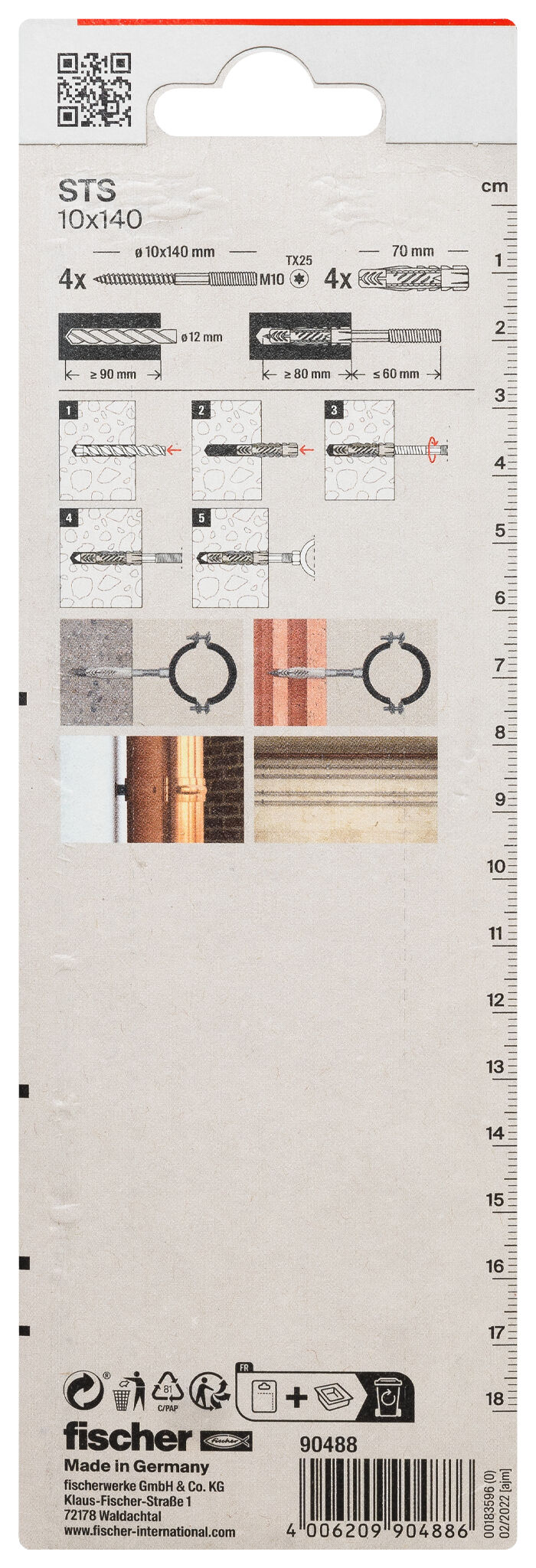 Packaging: "fischer Stud screw STS 10 x 140 + UX K"
