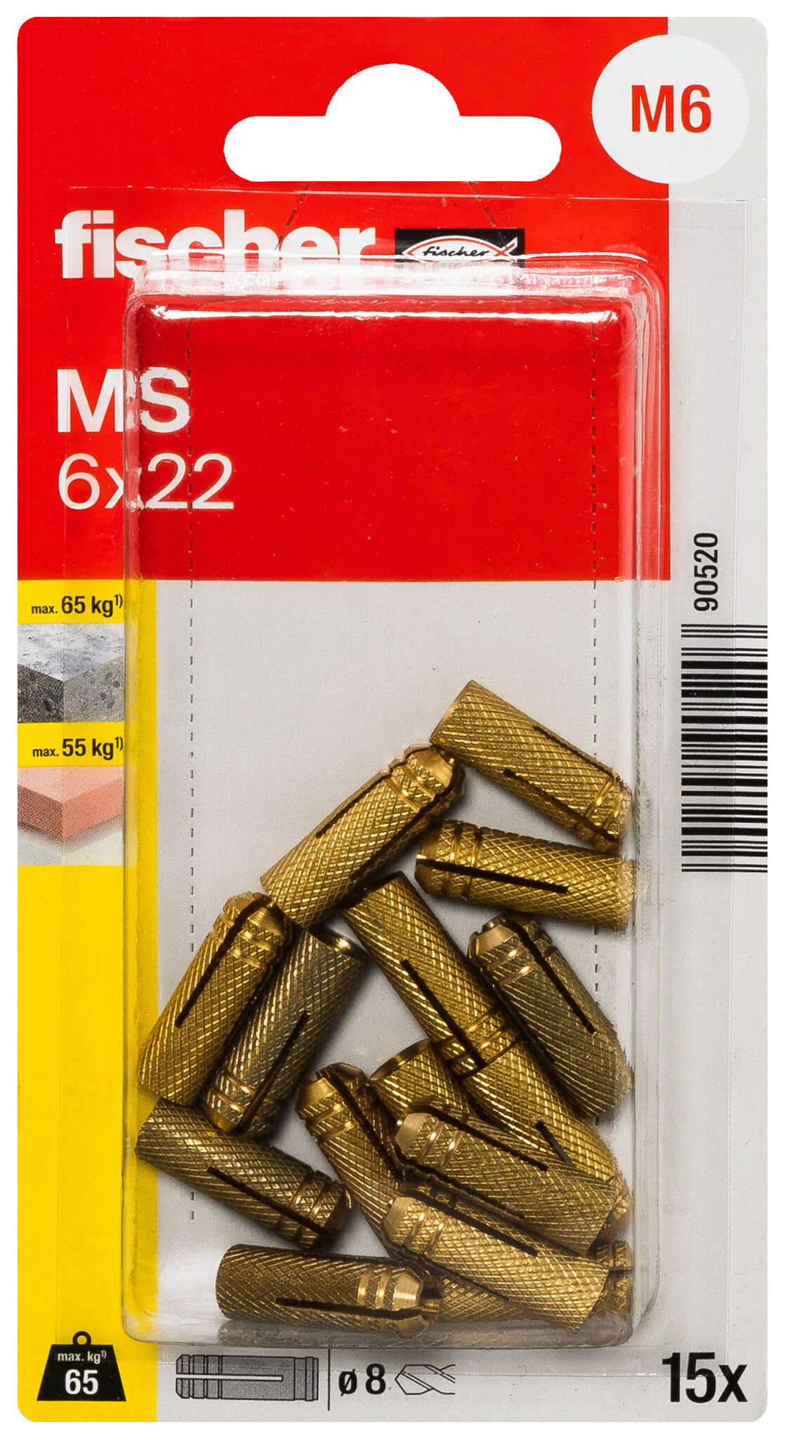 Verpackung: "fischer Messingdübel MS 6 x 22"