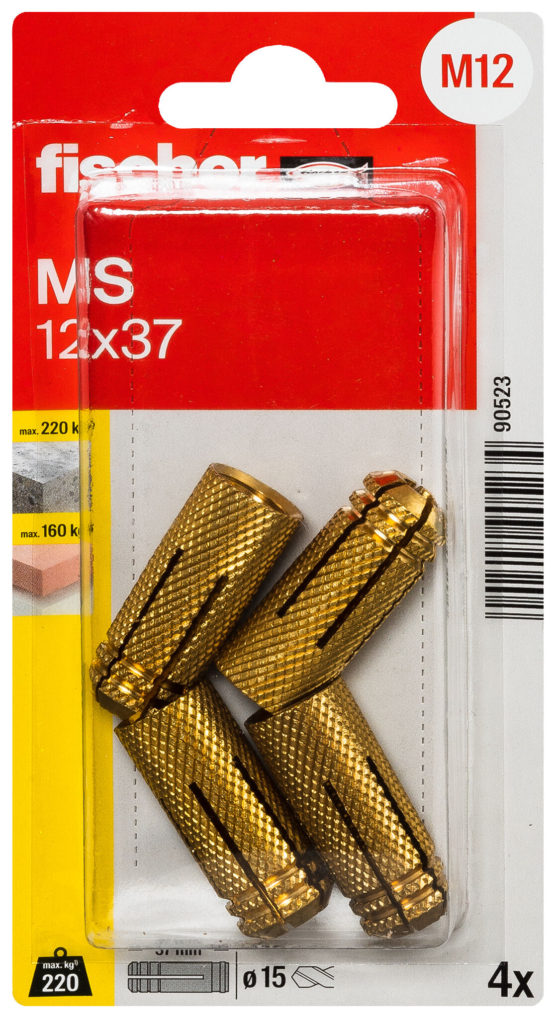 Packaging: "fischer Brass fixing MS 12 x 37 K SB-card"