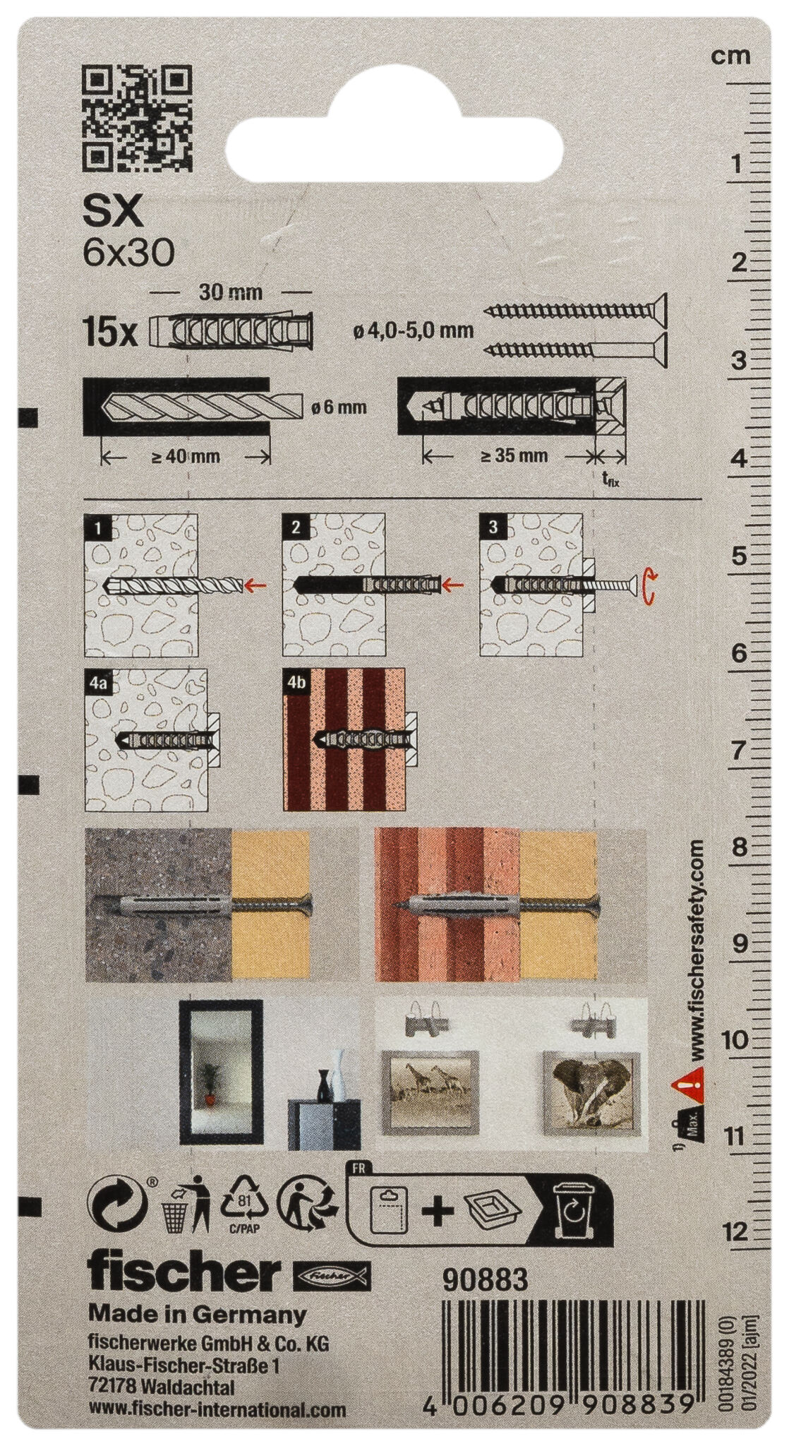 Packaging: "fischer Plug SX 6 x 30"