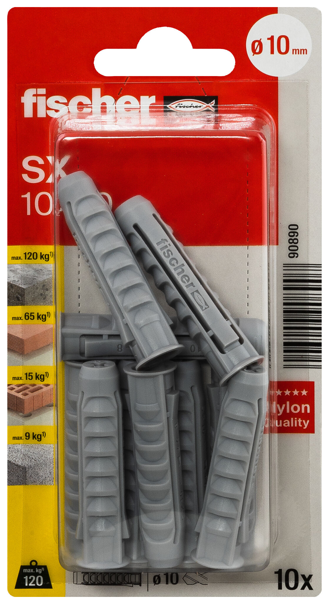 Packaging: "fischer Expansion plug SX 10 x 50 with rim"