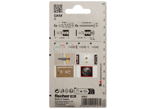 Packaging: "fischer GKM S Μεταλλικό βύσμα γυψοσανίδας με βίδα σε blister"