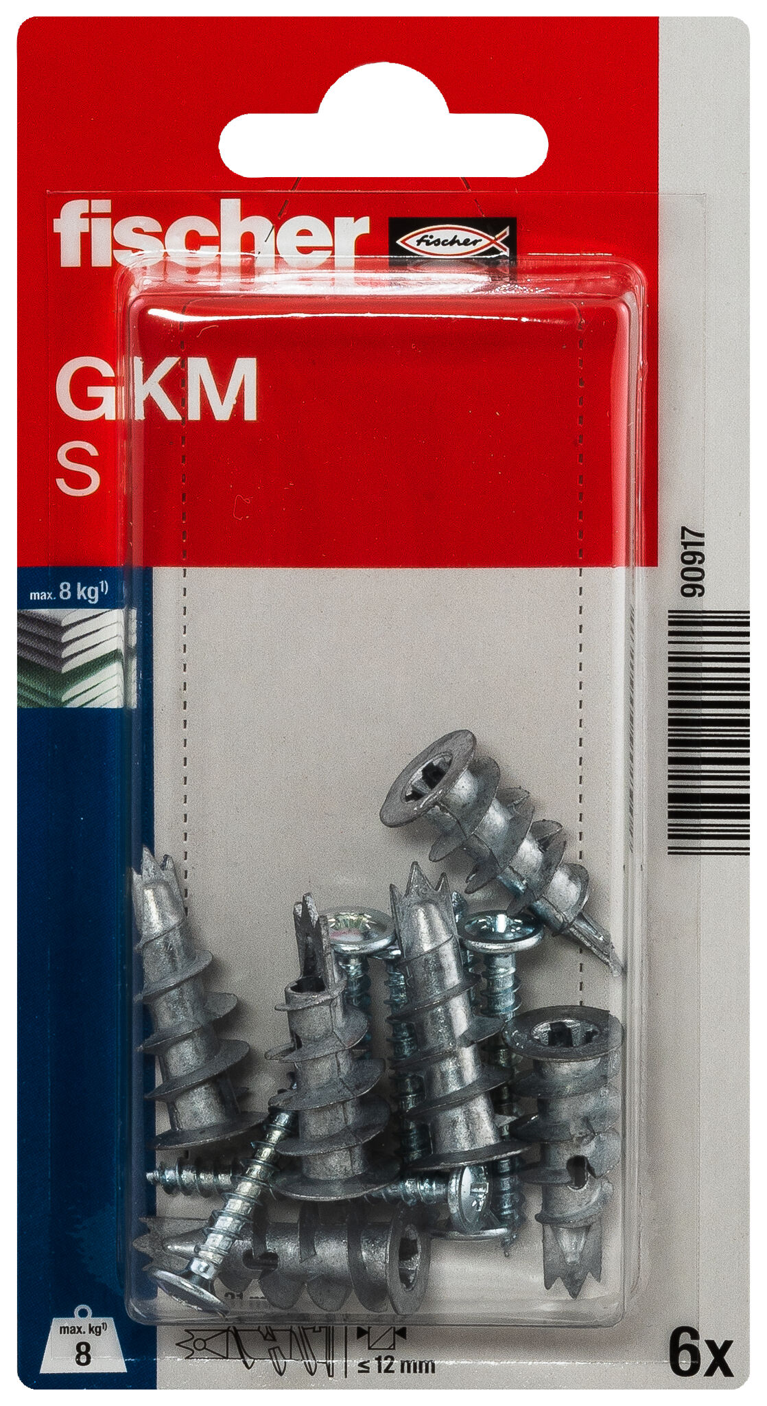 Verpackung: "fischer Gipskartondübel Metall GKM S mit Schraube"