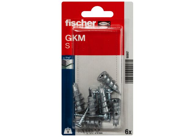 Packaging: "fischer GKM S Μεταλλικό βύσμα γυψοσανίδας με βίδα σε blister"