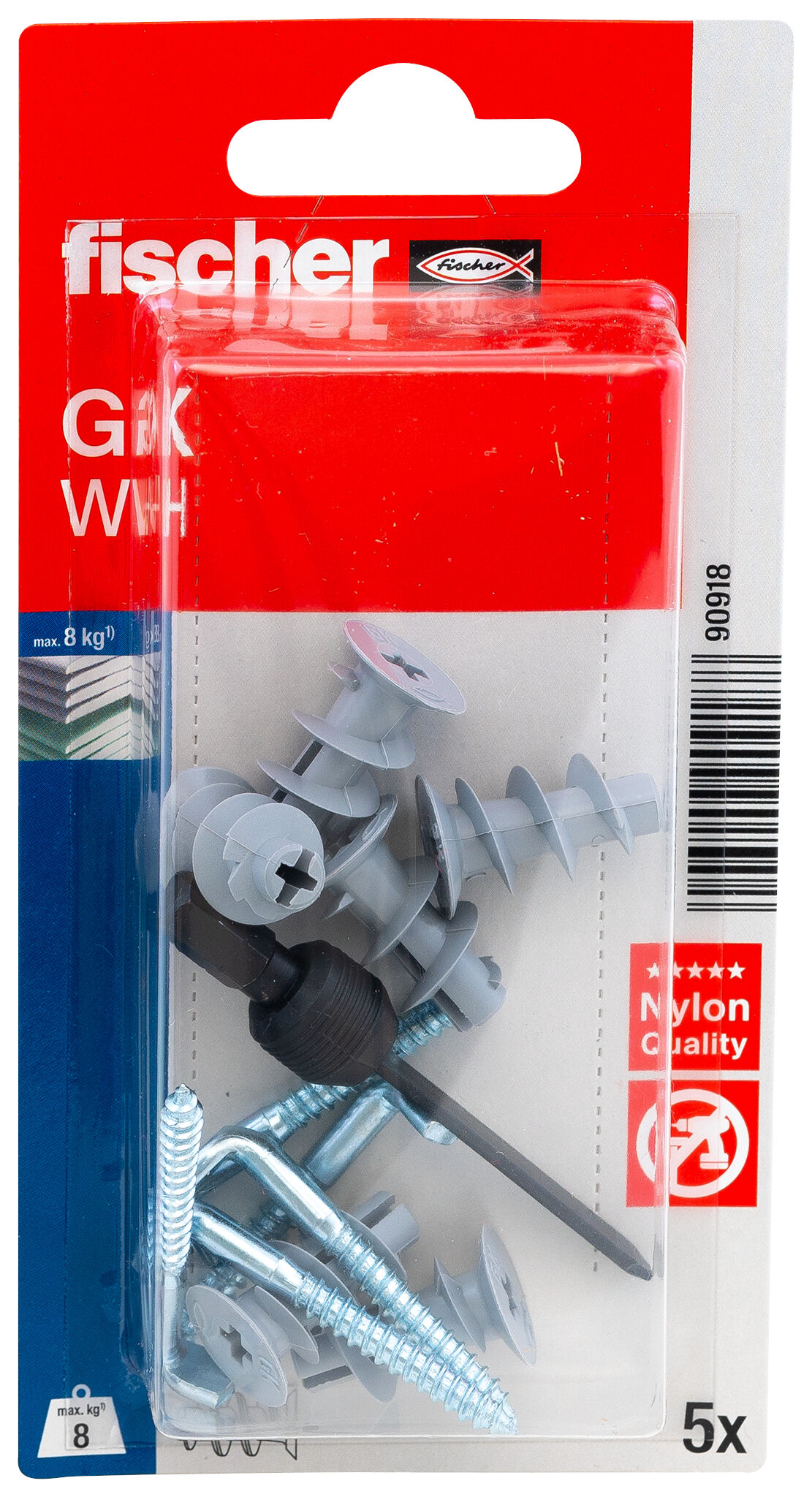 Packaging: "fischer Plasterboard fixing GK WH with angle hook"