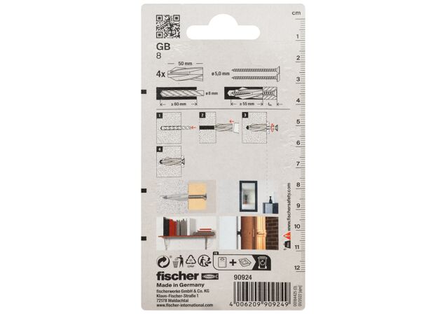Verpackung: "fischer Gasbetondübel GB 8"