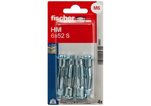 Packaging: "fischer kovová hmoždinka do sadrokartónu HM 6 x 52 S K NV"