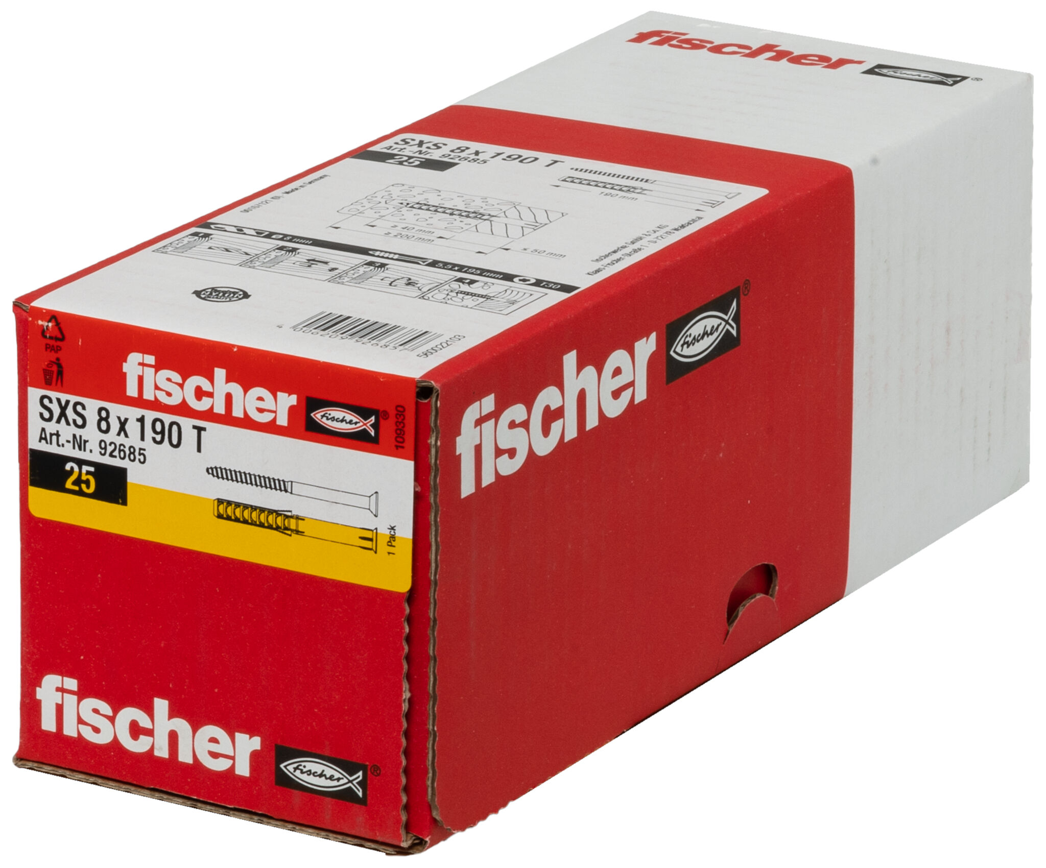 Packaging: "fischer Frame fixing SXS 8 x 190 T"