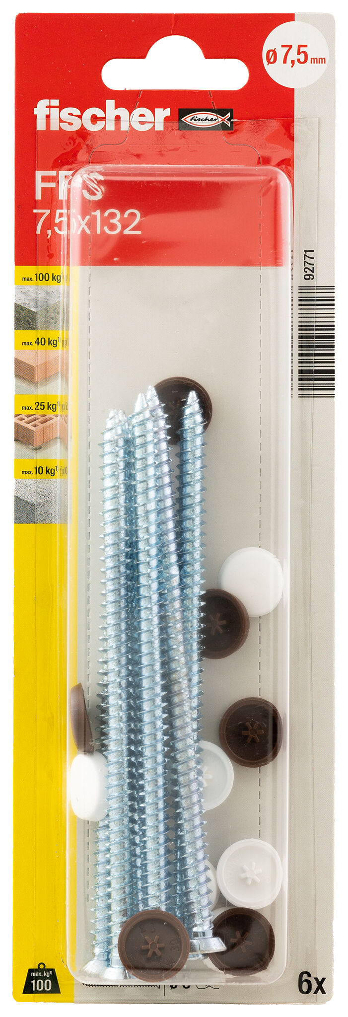 Packaging: "fischer Window frame screws FFS 7.5 x 132 TX30 K SB-card"