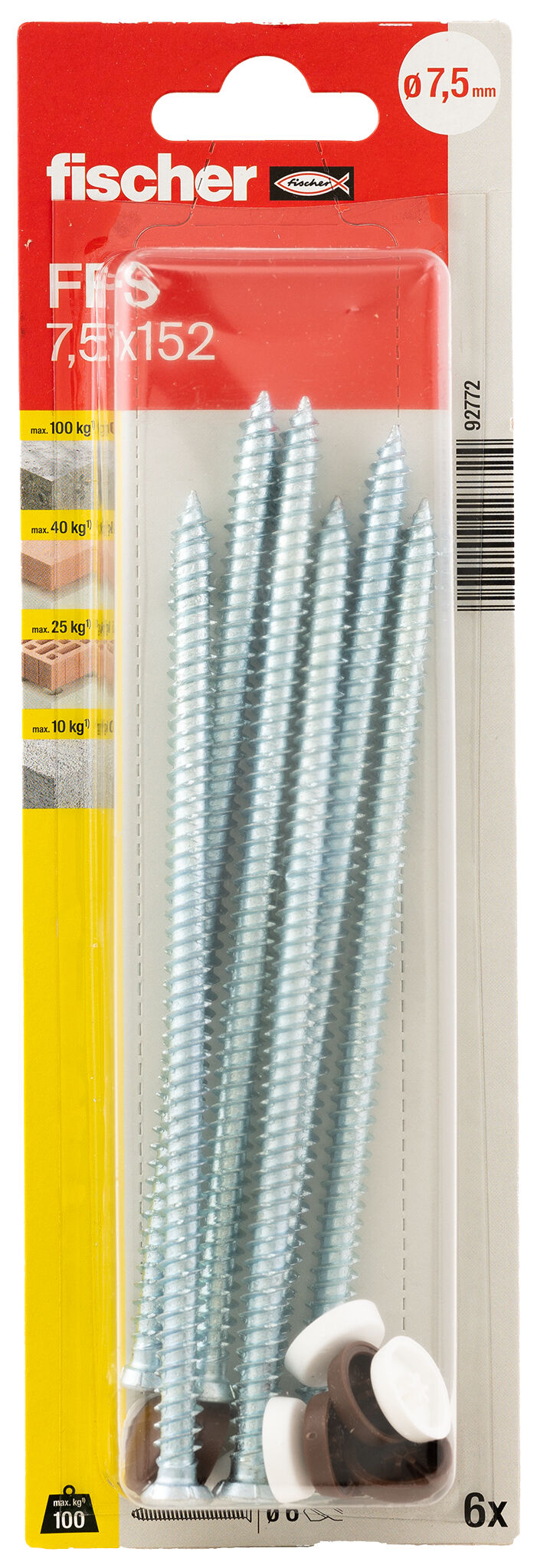 Packaging: "fischer Window frame screws FFS 7.5 x 152 TX30 K SB-card"