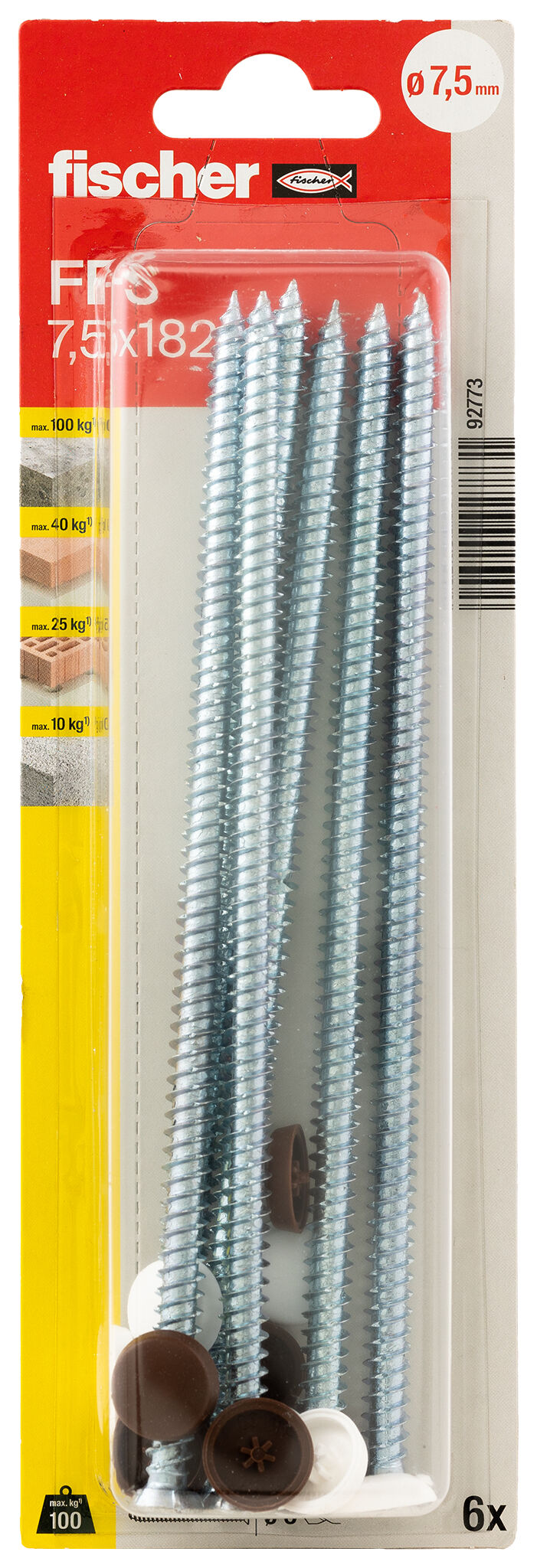 Verpackung: "fischer Fensterrahmenschraube FFS 7,5 x 182 TX30"