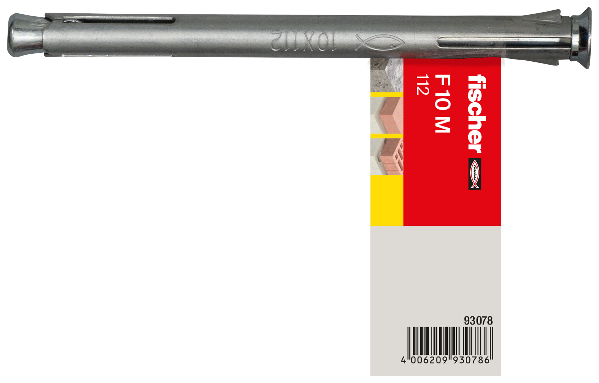 Verpackung: "fischer Metallrahmendübel F 10 M 112 E Einzelpreisauszeichnung"