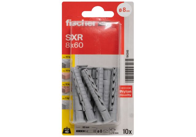 Verpackung: "fischer Langschaftdübel SXR 8 x 60"