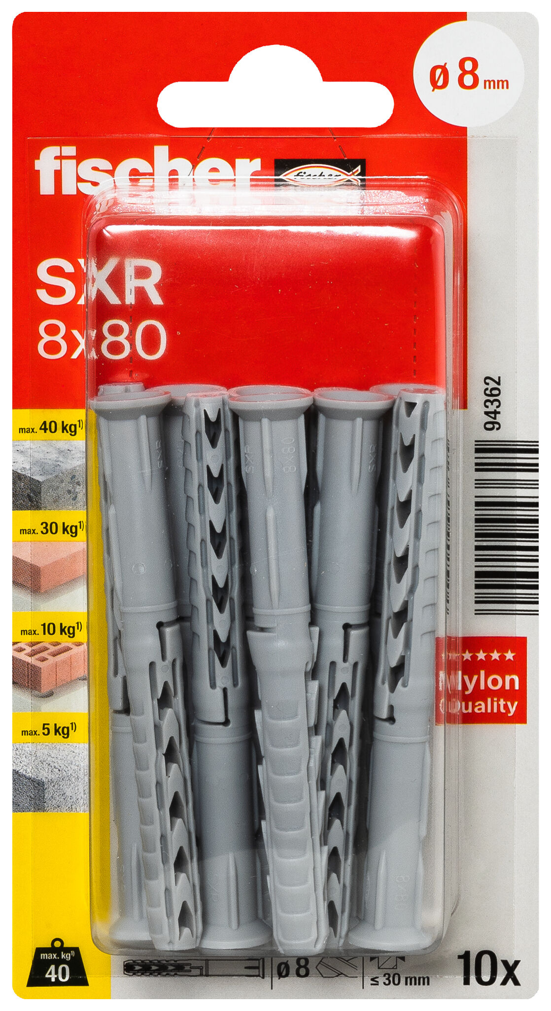 Verpackung: "fischer Langschaftdübel SXR 8 x 80"