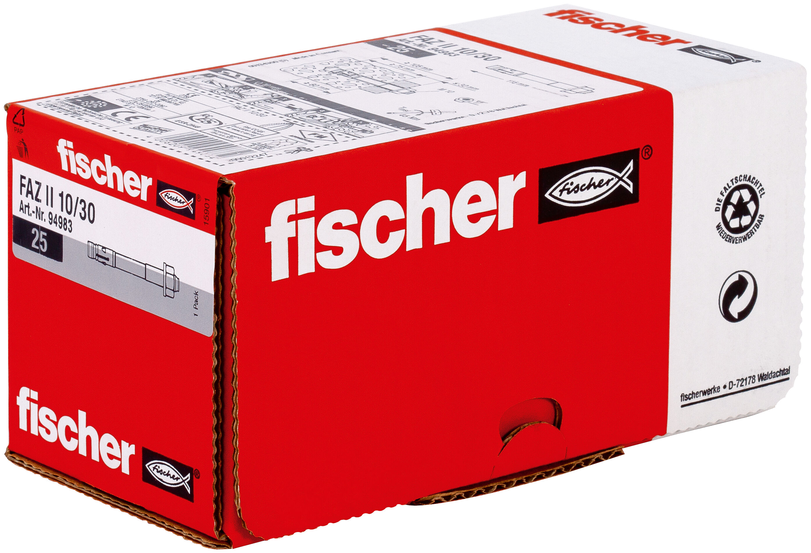 Packaging: "fischer bolt anchor FAZ II 10/30 electro zinc plated"