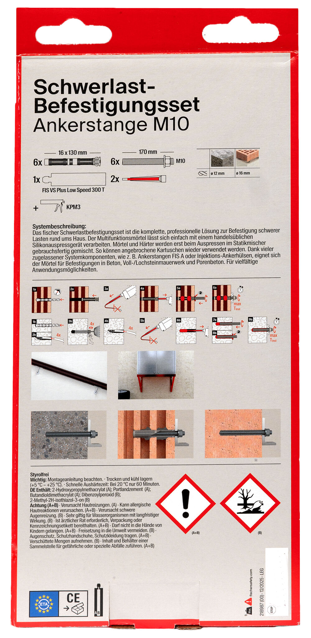 Packaging: "fischer high-performance set threaded rod M10"