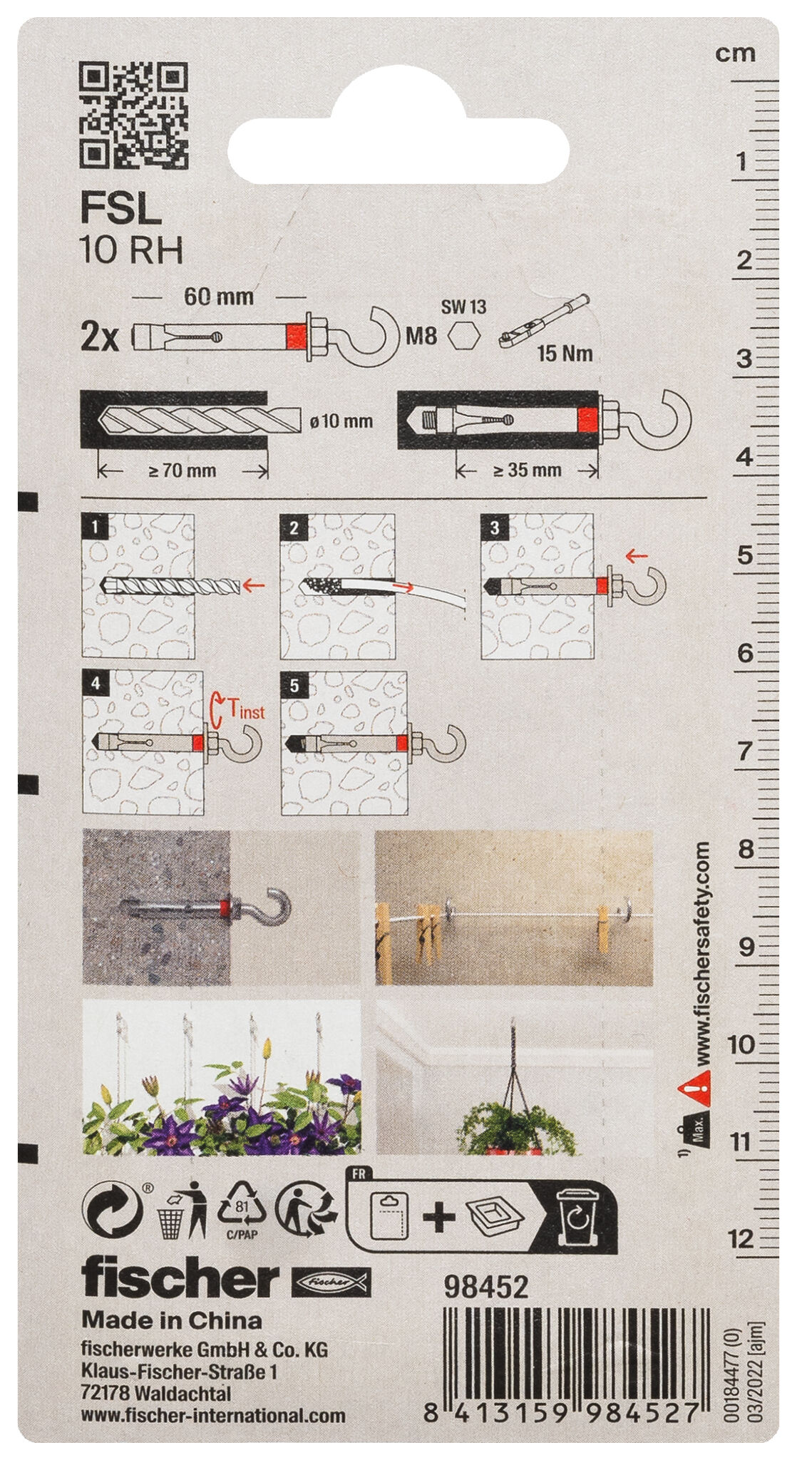 Packaging: "fischer Veiligheidsanker FSL 10 RH K NV"