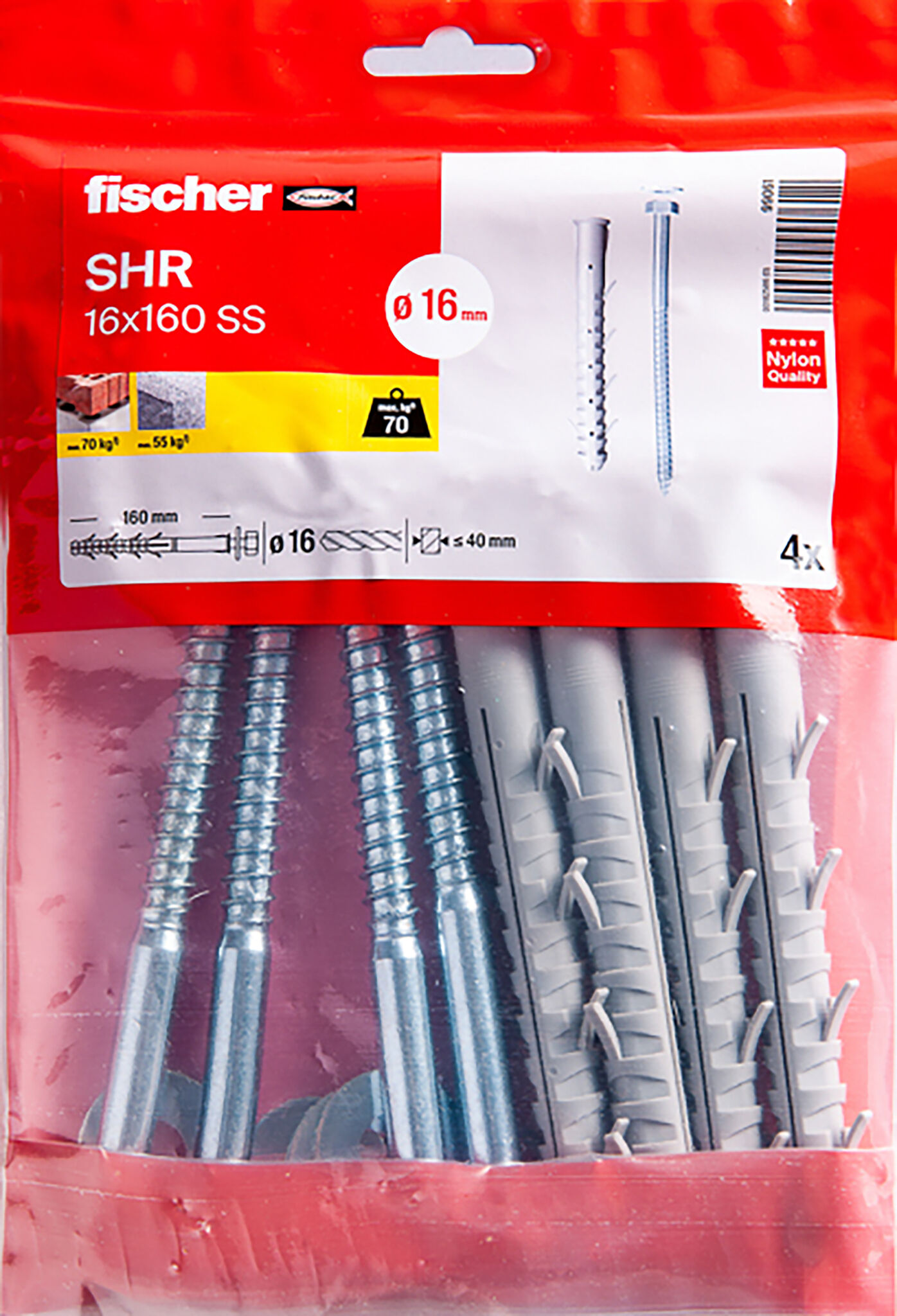 Packaging: "fischer frame fixing S 16 H 160 RSS /4B"