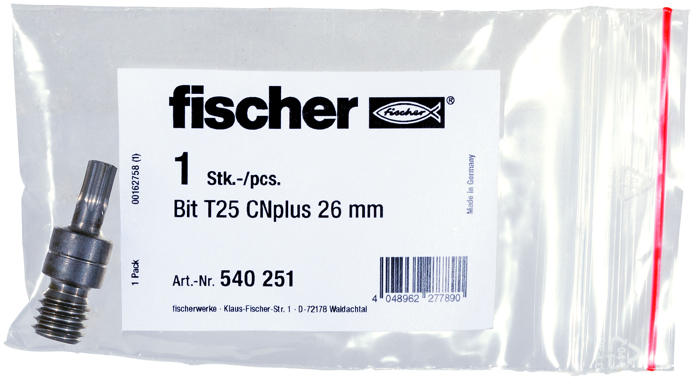 Packaging: "fischer bit TX25 CNplus 26 mm"