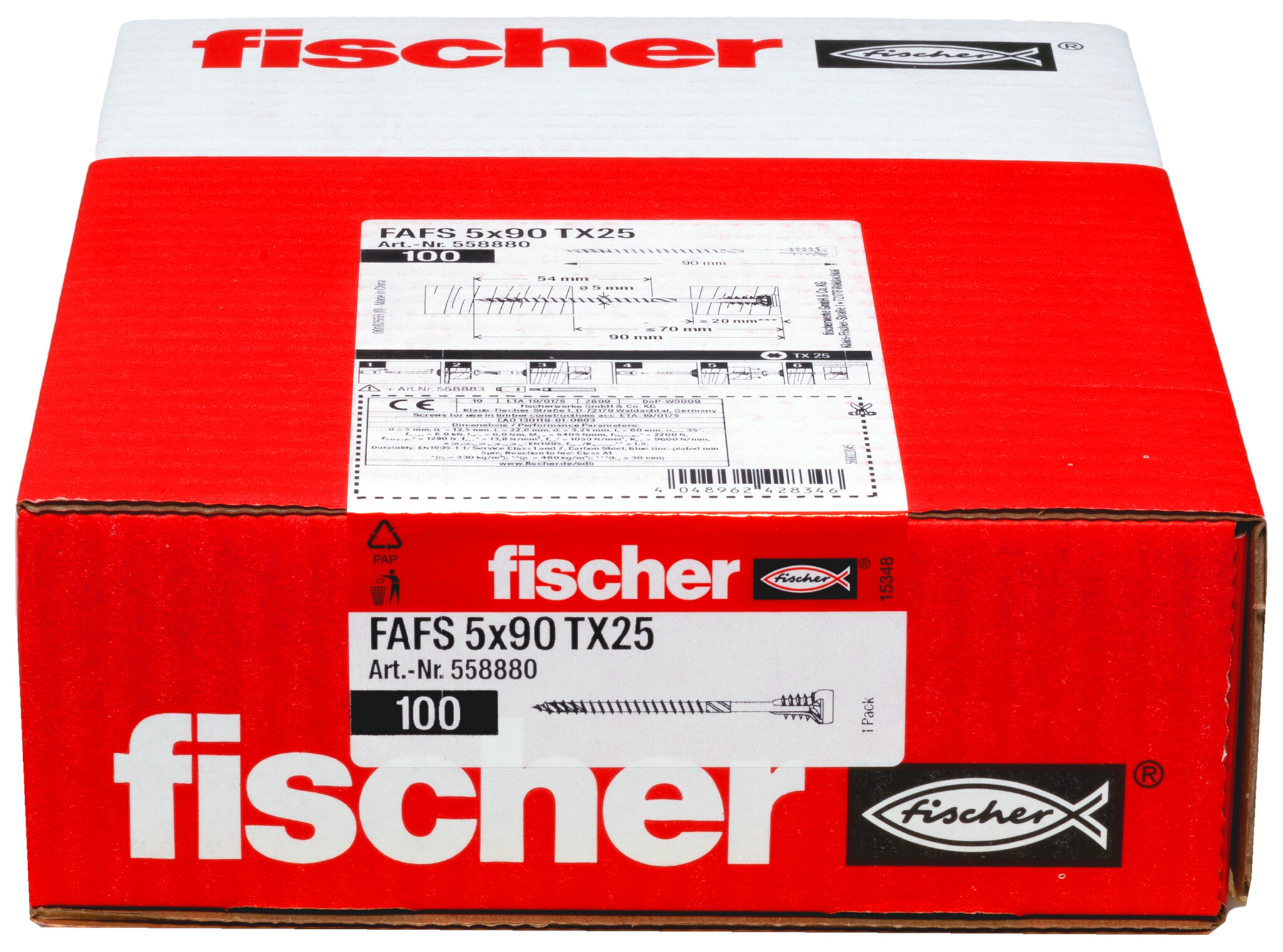 Verpackung: "fischer Justierschraube FAFS 5 x 90 TX25"