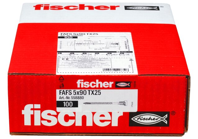 Verpackung: "fischer Justierschraube FAFS 5 x 90 TX25"