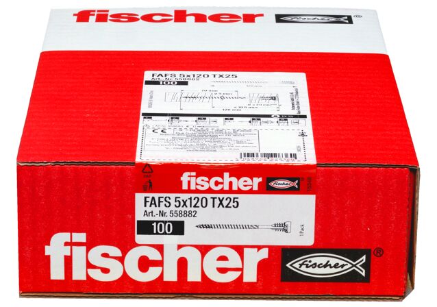 Verpackung: "fischer Justierschraube FAFS 5 x 120 TX25"