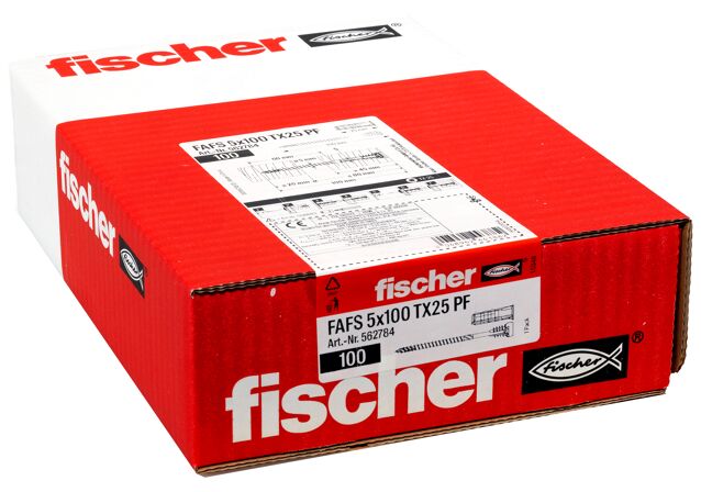 Packaging: "fischer säätöruuvi FAFS 5 x 100 T 25 PF"