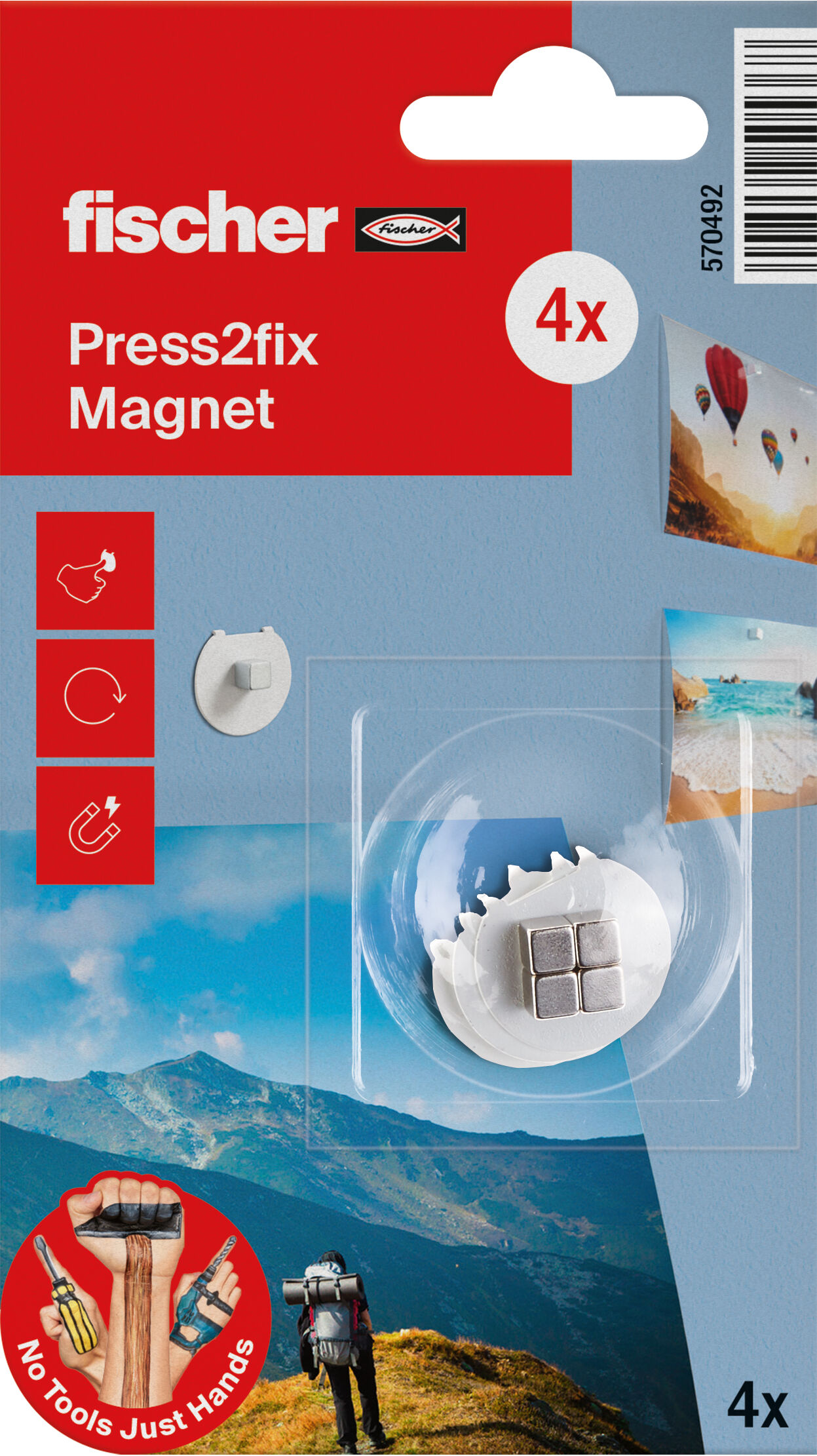 Packaging: "fischer Press2fix Magnet 4 pieces"