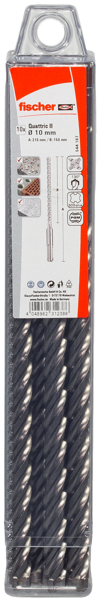 Verpackung: "fischer Hammerbohrer Quattric II 12/160/215 S XP10"