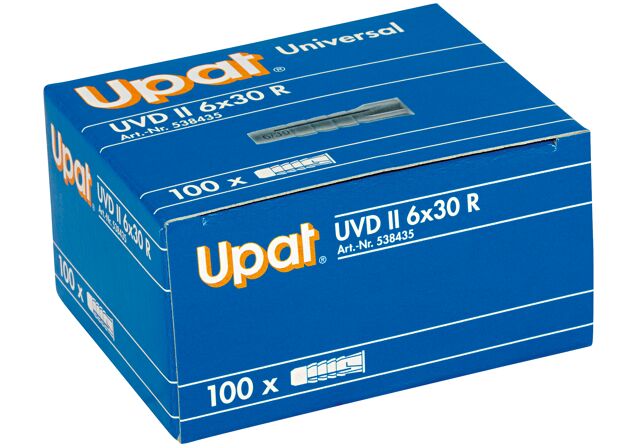 Verpackung: "Upat Universal-Dübel UVD II 6x30 R mit Rand"