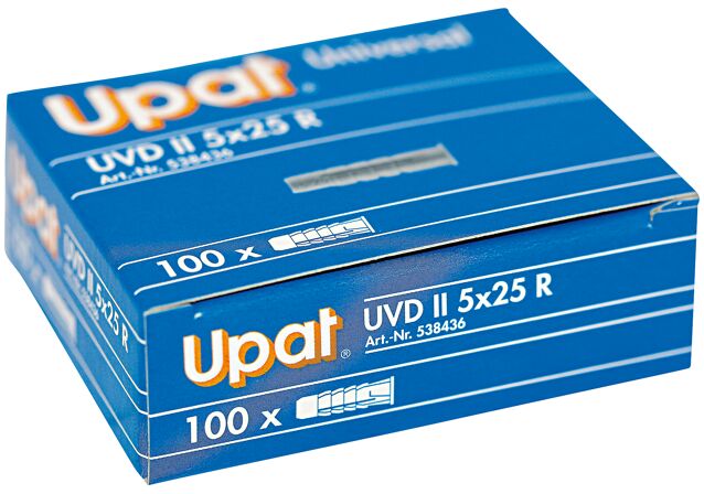 Verpackung: "Upat Universal-Dübel UVD II 5x25 R mit Rand"
