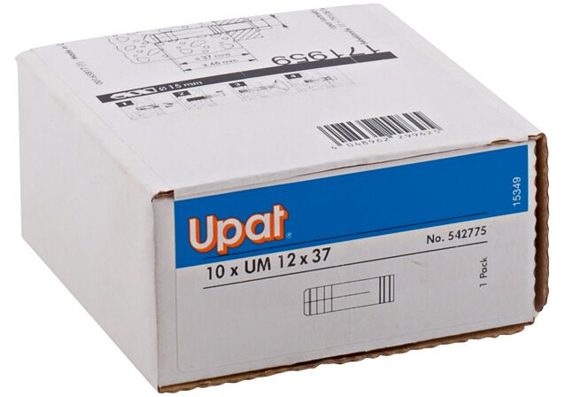 Verpackung: "Upat Messinganker UM 12x37 mit metrischem Innengewinde"
