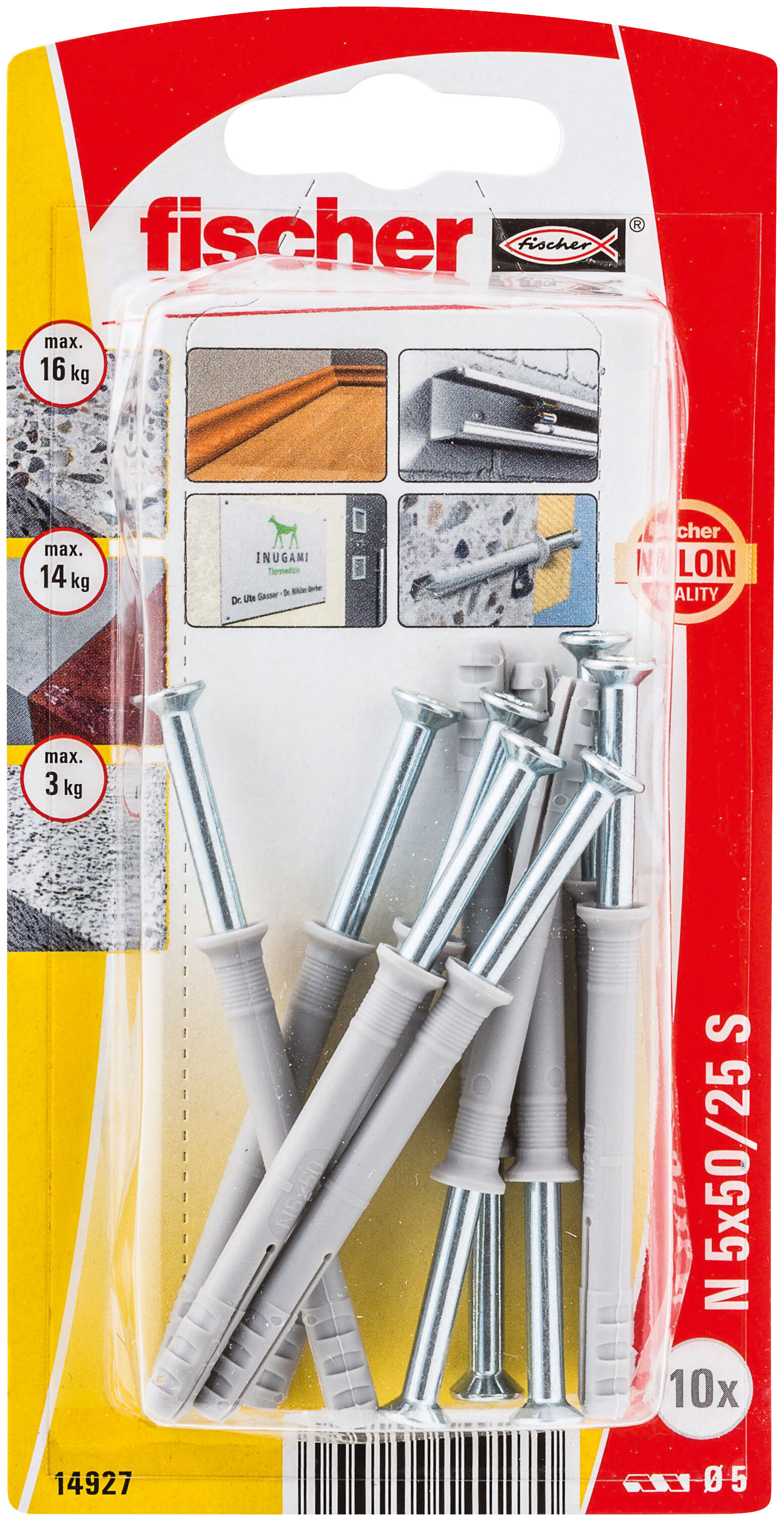 Packaging: "fischer Hammerfix N 5 x 50/25 S with countersunk head gvz SB-card"