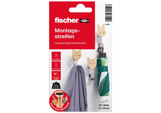 Packaging: "fischer MOUNTING STRIPS"