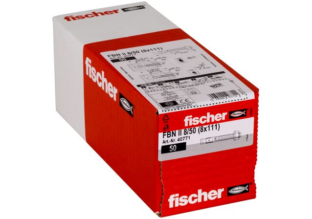 Emballasje: "fischer Ekspansjonsbolt FBN II 8/50 elforsinket (NOBB 40741027)"