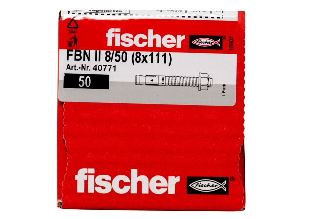 Packaging: "fischer Snelbouwanker FBN II 8/50 elektrolytisch verzinkt staal"