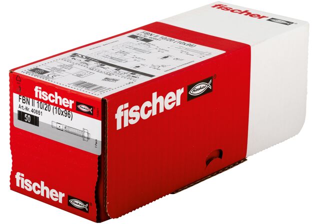 Packaging: "fischer bolt anchor FBN II 10/20 electro zinc plated"