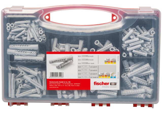 Packaging: "fischer Red-Box 유니버셜 플러그 SX & UX"