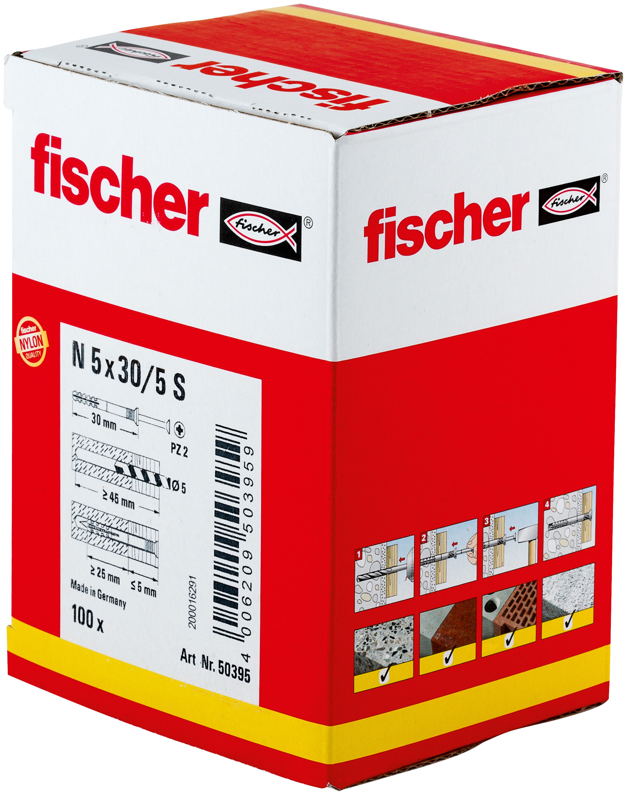 Packaging: "fischer Hammerfix N 5 x 30/5 S with countersunk head gvz"