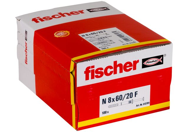 Packaging: "fischer Kołek wbijany N 8 x 60/20 F z łbem płaskim gvz"