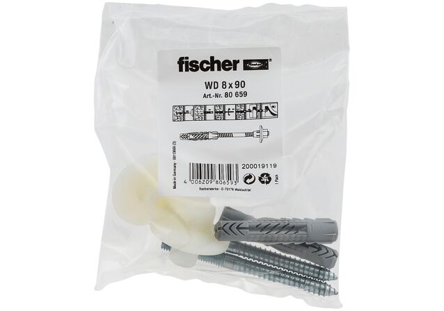 Packaging: "fischer mosdótál és porceláncsésze rögzítés WD 8 x 90"