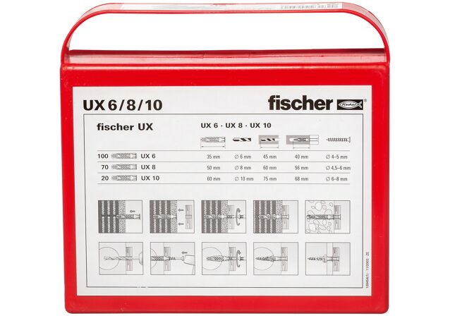 Packaging: "fischer installation box Universal plug UX6/8/10"
