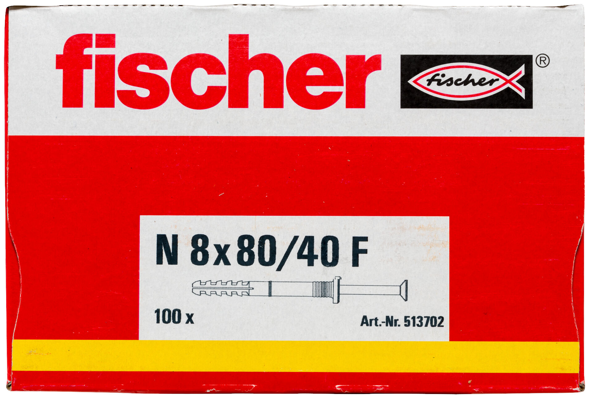 Packaging: "fischer Hammerfix N 8 x 80/40 F with flat head gvz"