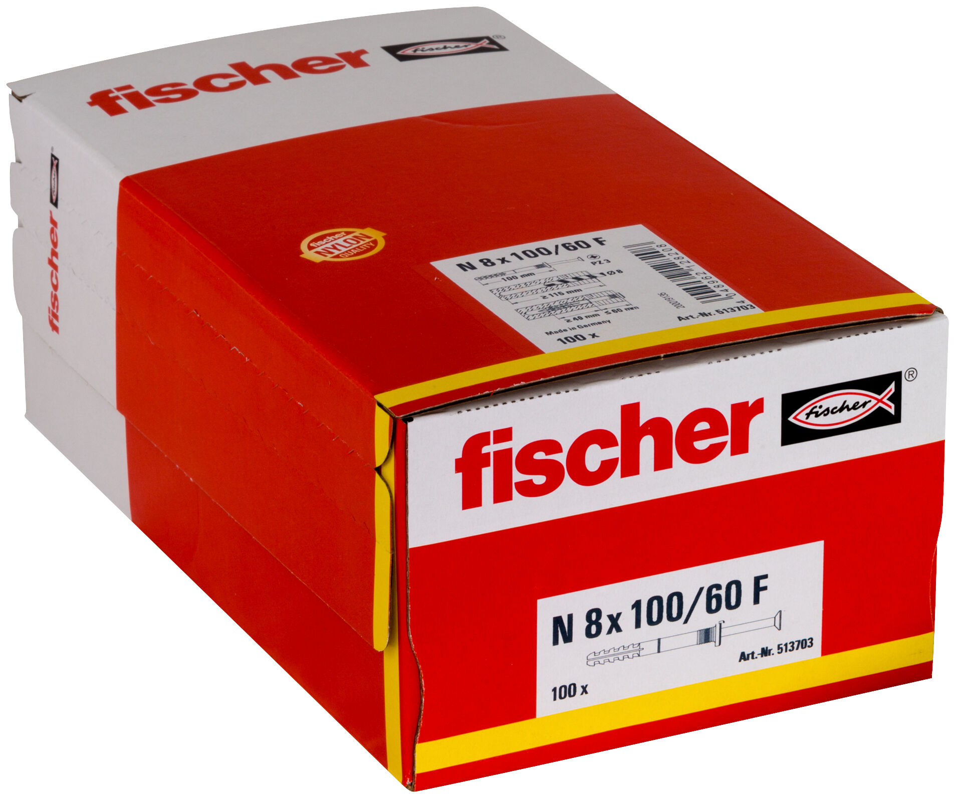 Packaging: "fischer Hammerfix N 8 x 100/60 F with flat head gvz"