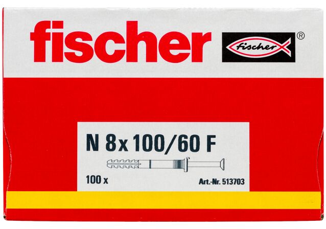 Packaging: "fischer beütődübel N 8 x 100/60 F lapos fejjel gvz"